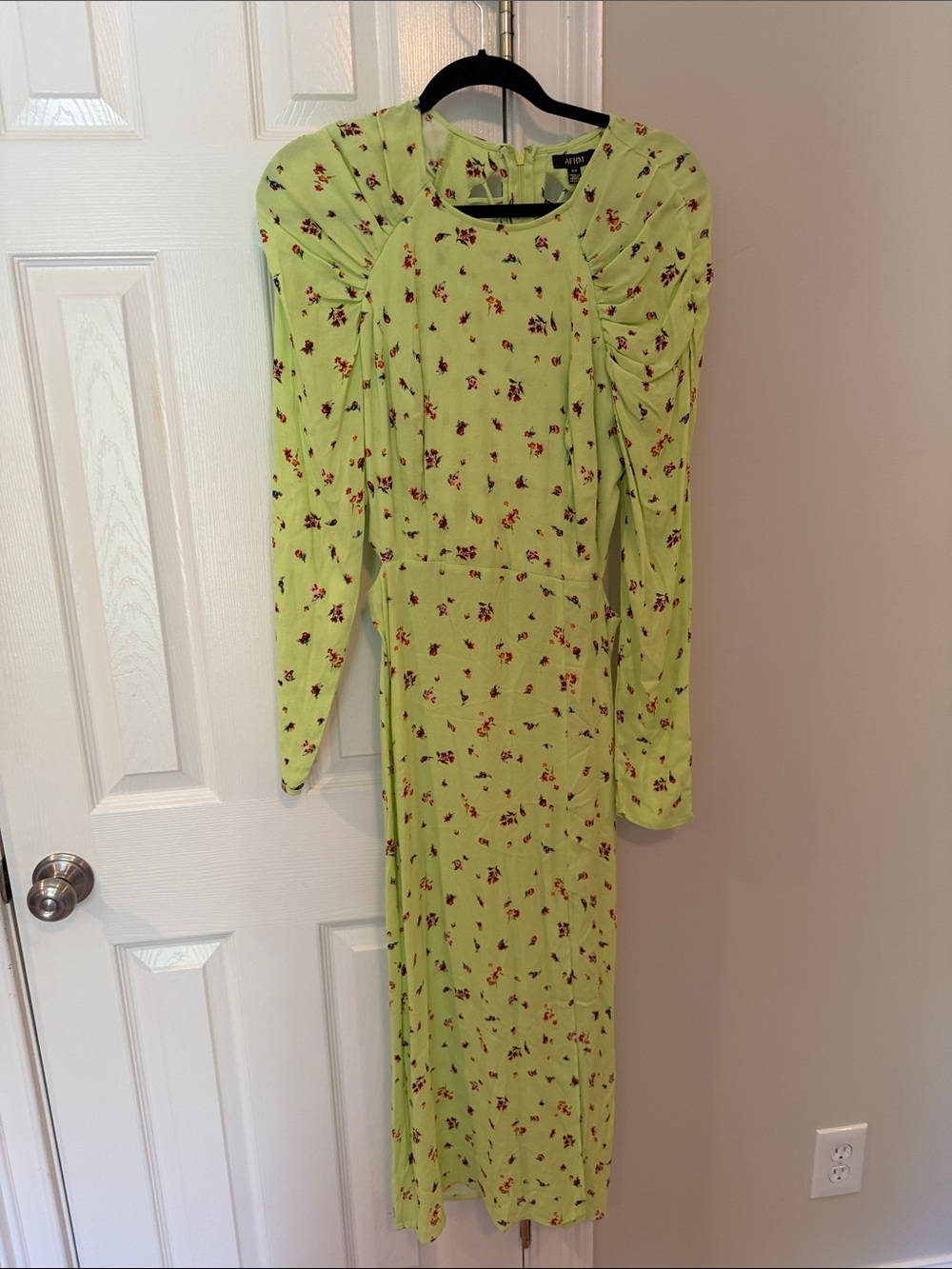AFRM Light Green Floral Long Sleeve Maxi Dress